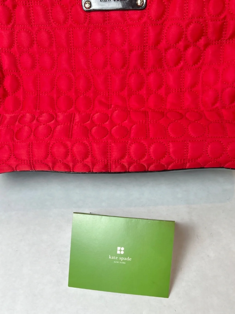 Kate Spade Lennox Hill Noel Quilted Nylon Hobo Bag [Red w/ Brown Patent] - Picture 7 of 7